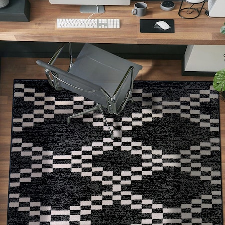 World Rug Gallery Southwestern Geometric Area Rug 4 ft x 6 ft Black WR92BLACK4X6