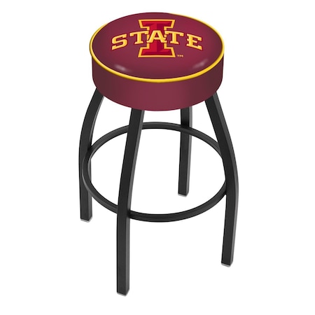Holland Bar Stool Co 30" 4" Iowa State Cushion Seat, Blk Wrinkle Base Swivel Bar Stool L8B130IowaSt