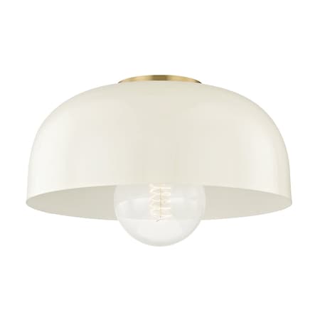 Mitzi Avery 1 Light Flush Mount 14 In. Aged Brass/Cream H199501L-AGB/CR