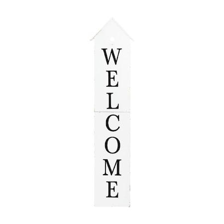 Homeroots 48in White And Black Solid Wood Birdhouse Welcome Porch Sign 634303