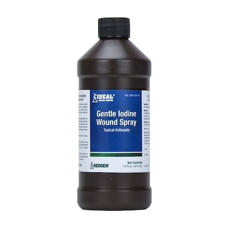 Neogen Gentle Iodine Wound, Liquid, Dark Brown, Pungent, Slightly Metallic, Sulfur, 16 oz 79214