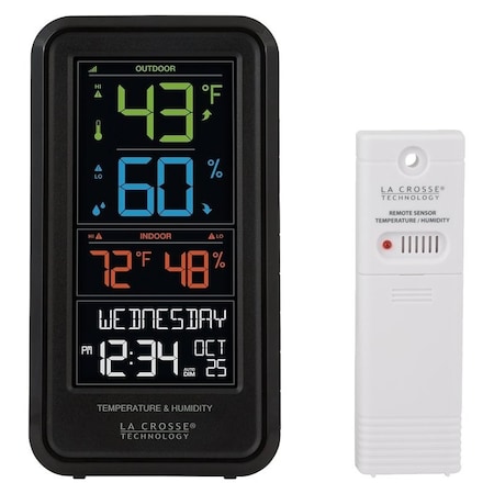 La Crosse Technology La Crosse Weather Station, Battery, 32 to 99 deg F Indoor, 40 to 140 deg F Outdoor S82967