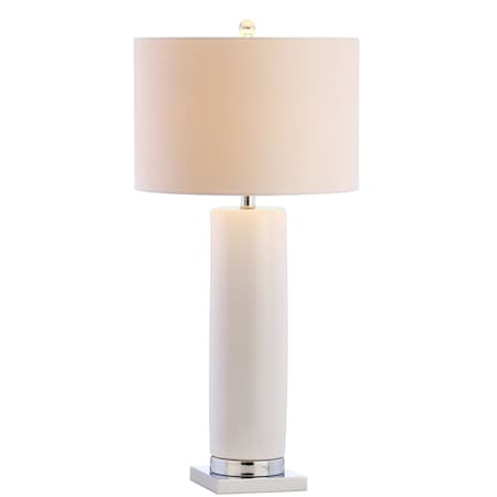 Jonathan Y Dallas 31.5" Ceramic LED Table Lamp, White/Chrome JYL8021A