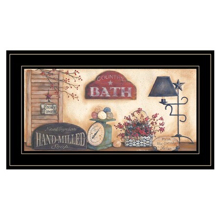 Homeroots Country Bath Collection Black Framed Print Bathroom Wall Art 406445
