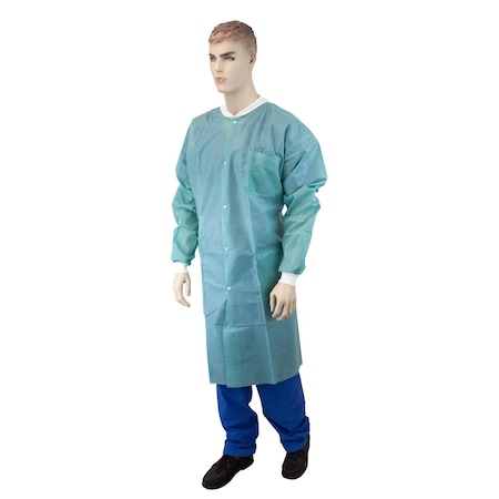 Dynarex Disposable Lab Coat w/Pockets, Large, Teal, 30PK 2094