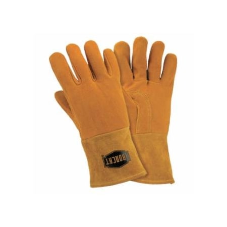 Ironcat Insulated Top Grain Reverse Deerskin MIG Welding Gloves, Medium, Orange/Tan, 6PK 813-6030/M
