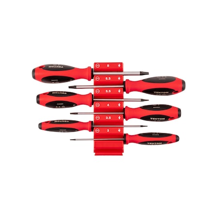 Tekton Slotted Screwdriver Set with Red Modular Organizers - 4 Inch Shanks, 6-Piece (3 - 8 mm) DWS90106