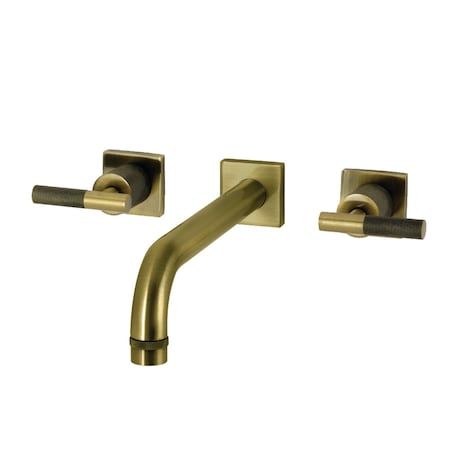 Kingston Brass Two-Handle Wall Mount Tub Faucet with Knurled Handle, Antique Brass KS6023KNL