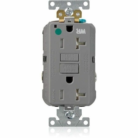 Leviton SmartlockPro GFCI 20A WR/TR/HG/PI Gray GFWT2-HGG