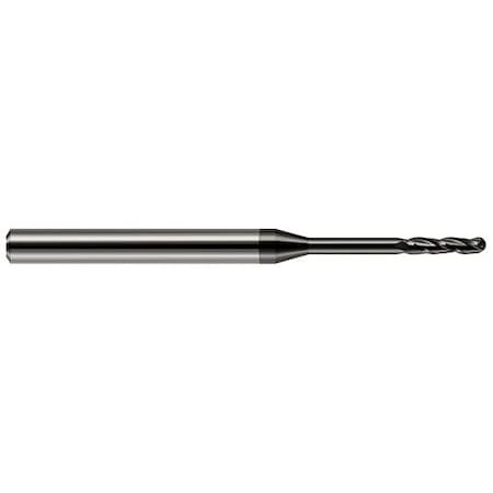 Harvey Tool Miniature End Mill-Ball-Long Reach, Long Flute, 750410-C4, Amorphous Diamond, .010" Cutter Diameter 750410-C4