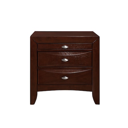 Homeroots 25" Merlot Wood Three Drawer Nightstand 384023