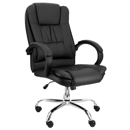 Elama High Back Adjustable Faux Leather Office Chair in Black ELM-F-012