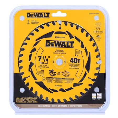 Dewalt 7-1/4 in. D X 5/8 in. Tungsten Carbide Tipped Circular Saw Blade 40 teeth DWA271440