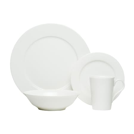 Homeroots White Sixteen Piece Round Bone China Service For Four Dinnerware Set 483518