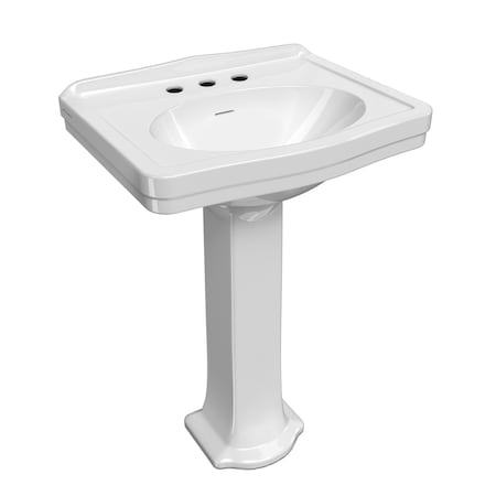 Whitehaus Collection 23 in Traditional Pedestal Sink with an Integrated Oval Bowl and Widespread Faucet Drilling B-LO914-LO915-3H