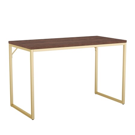 Martha Stewart 23.5 in. D X 47.25 in. W X Engineered Wood, Steel, Walnut Top/Polished Brass Frame XU-M-BLK-106-BR-GLD-MS