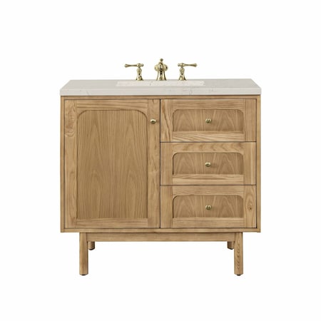 James Martin Vanities Laurent 36" Single Vanity, Light Natural Oak, w/ 3 CM Siberian Silestone Top 545-V36-LNO-3SFR