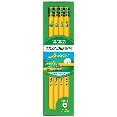 Lyra Laddie Wood-Cased Pencils, #2 HB Soft, Yellow, 12 Ct, 12PK 13304