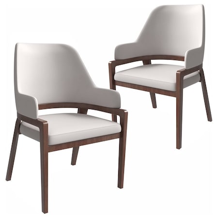 Leisuremod Ethora Collection Modern Wooden Dining Chair in Light Taupe, 2PK EC22LT2