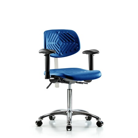 Blue Ridge Ergonomics Clean Room Chair, Adjustable Arms BR-NCR-PMBCH-CR-T0-A1-NF-CC-BLU