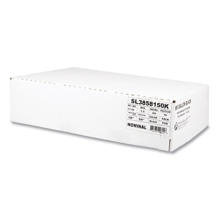 Integrated Bagging Systems Low-Density Commercial Can Liners, Coreless Interleaved Roll, 60gal, 1.5 mil, 38inx58in, 100PK SL3858150K