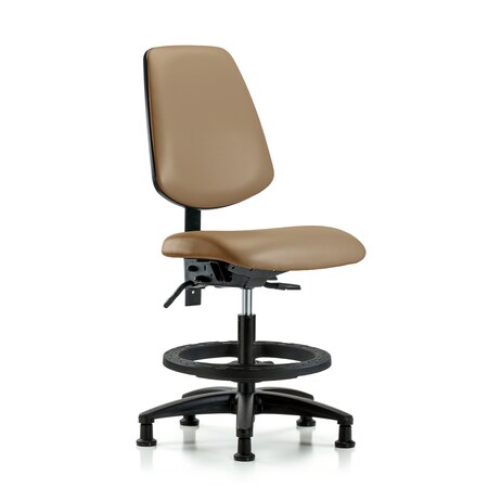 Blue Ridge Ergonomics Medium Bench Chair No Arms, 22" to 29" Height, Vinyl, Taupe BR-VMBCH-MB-RG-T0-A0-BF-RG-8584