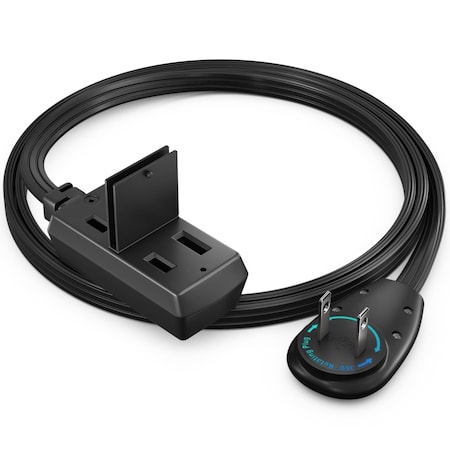 Maximm 2ft 2-Prong 360 degrees Flat Plug Extension Cord, Compact UL, Black ADW-90A-23F02-16B0