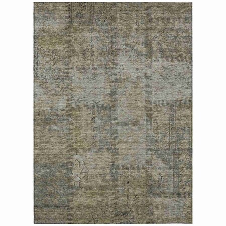 Homeroots 5' X 8' Taupe Brown And Beige Patchwork Washable Indoor Outdoor Area Rug 581624