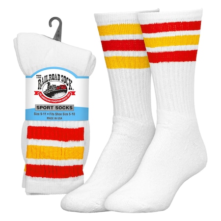 Railroad Sock Women's "Team Spirit" Striped Crew Socks - Red/Gold, 2PK 570S RD/GD