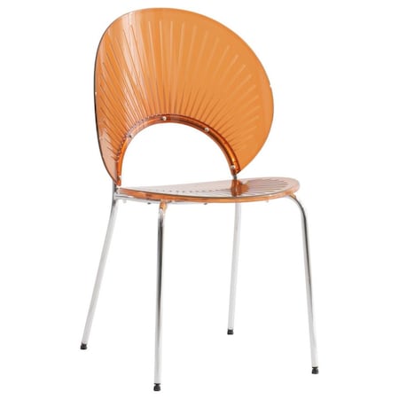 Leisuremod Opulent Plastic Dining Chair in Chrome Metal Legs, Amber OC20A
