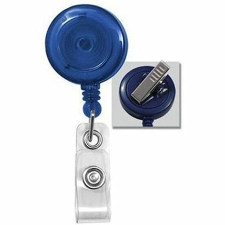 Brady Round Translucent Swivel Back Reel With Clear Vinyl Strap - Vinyl - 100 / Pack - Blue 2120-7622