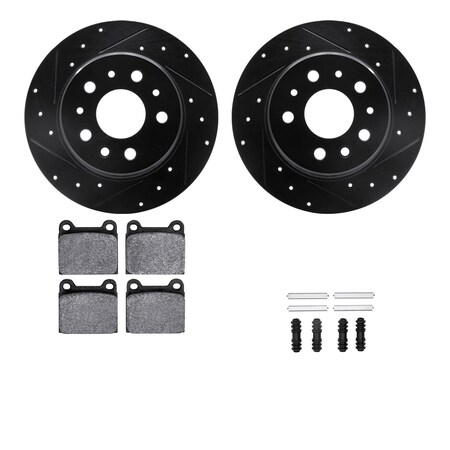 Dynamic Friction Co DFC Rotors-Drilled & Slotted-Black w/ EURO 5000 Ceramic Brake Pads Incl Hdw 8612-63006