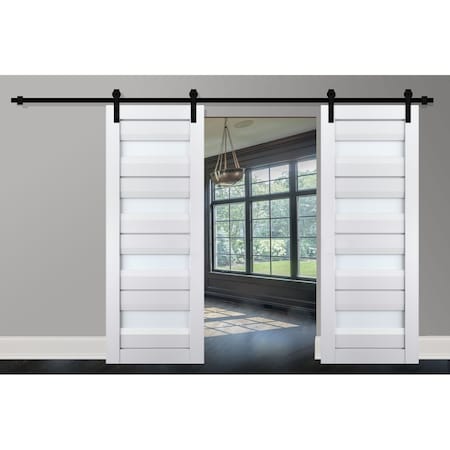 Sartodoors Sturdy Double Barn Door White Solid Core Modern Interior VEREGIO7455DB-WS-36