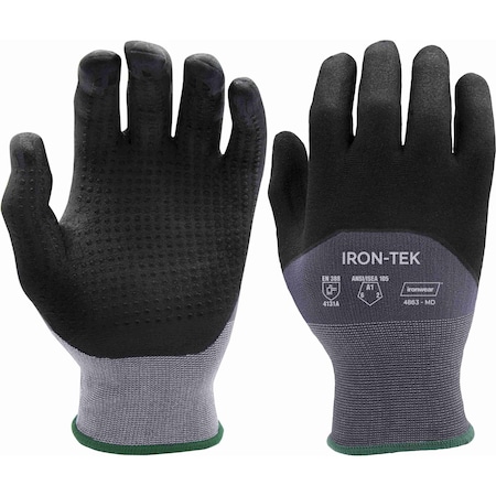 Ironwear Iron-Tek 3/4-Dip 15-Gauge Gloves w/ Dotted Palm Finish Large 4863-LG