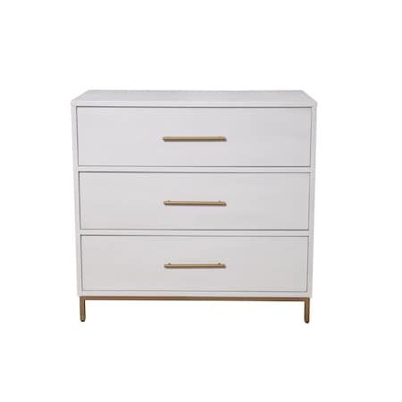 Homeroots 36" White Solid Wood Three Drawer Chest 524126