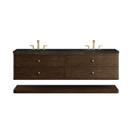 James Martin Vanities Allamari 72" Double Vanity, Sable w/ 3 CM Phantome Eclos Top D640-V72-SBL-WPHT