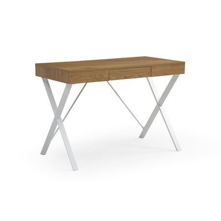 Homeroots 43" Natural and White Writing Desk 543765