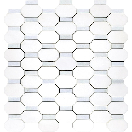 Apollo Tile Azul Cielo And Thassos 4.51 sq.ft 11.2 in. x11.6 in. Marble Mosaic Tile, 5PK APLMKN9904EC85