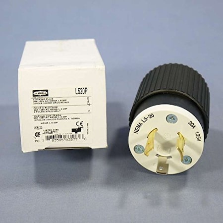 Hubbell Wiring 20A 125V L5-20 Locking Plug, 2P 3W Industrial Male Connector L520P