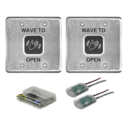 Lcn Heavy Duty Touchless Actuator Kit, Double Gang, Text & Wave Icon, Includes 2 8310-810D Actuators,  8310-3810DW