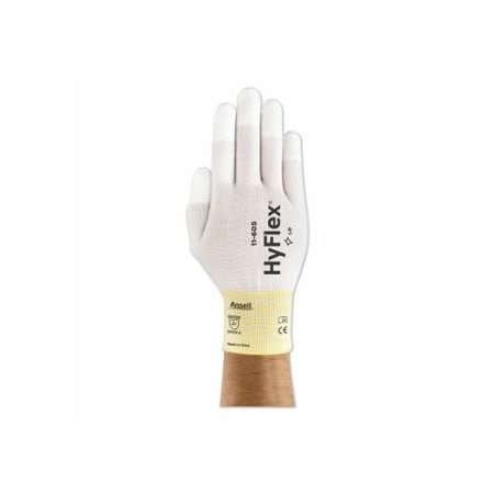 Hyflex 11-605 Fingertip-Coated Gloves, Size 6, White, 12PK 012-11-605-6
