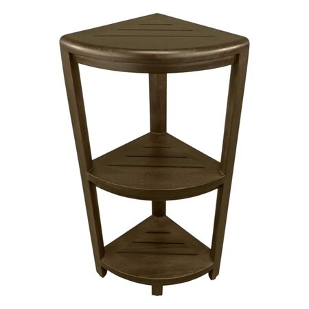 Homeroots Teak Three Tier Corner Corner Shower Shelf In Brown Finish 376676