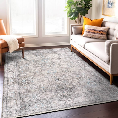 World Rug Gallery Transitional Distressed Vintage Machine Washable Area Rug 7 ft 7 in x 9 ft 6 in Olive 6036OLIVE8X10