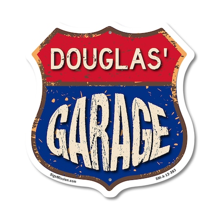 Signmission Douglas's Garage, 12 Inch X 12 Inch, Aluminum Metal Sign SHI-A-12-383-DOUGLAS