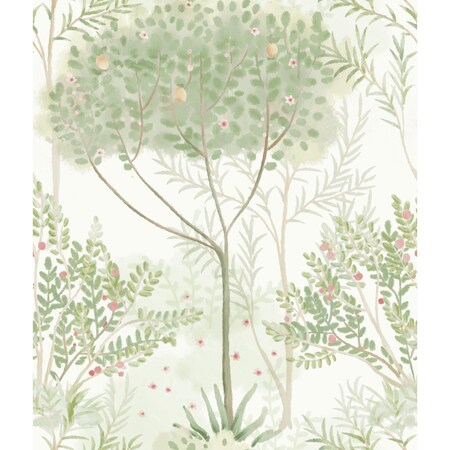 York Wallcoverings Orchard White and Green Wallpaper MN1822