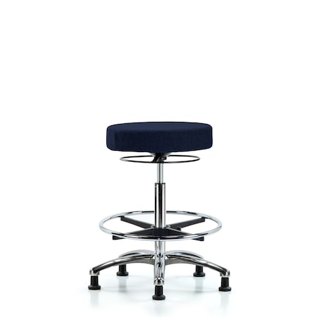 Blue Ridge Ergonomics Bench Stool, Hi, Fabric, Chrom, CF, Glids, Nav BR-FHBSO-CR-CF-RG-F45