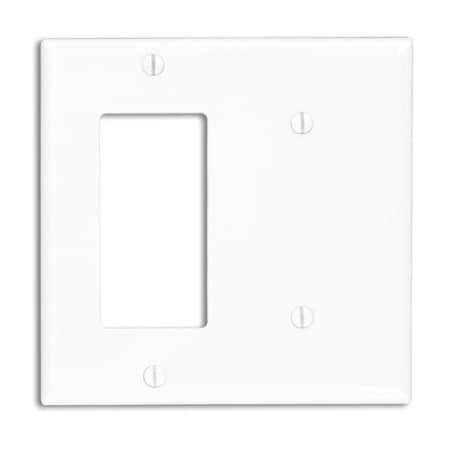 Ezgeneration 4.5 x 4.56 in. 2 Gang 1 Blank Thermoplastic Nylon Decor Wall Plate, White EZ2437050