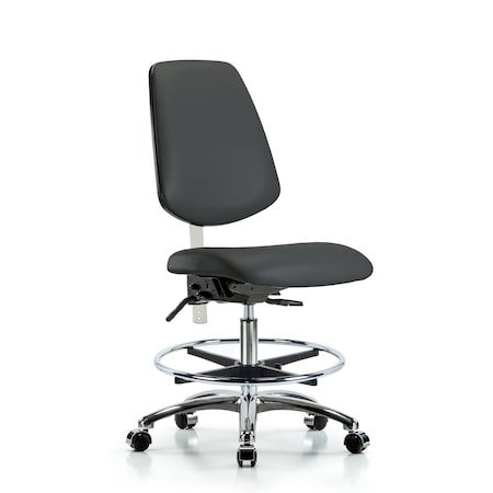 Blue Ridge Ergonomics Clean Room Chair Vin Med Ben Chair, Med, Bk, Gry, CL100, No Arms, 22" to 29" Height, Vinyl, Charcoal BR-NCR-VMBCH-MB-CR-T1-A0-CF-CC-8605