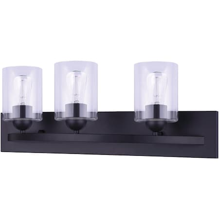 Home Impressions 3-Bulb Matte Black Vanity Bath Light Fixture with Easy Connect IVL370A03BK-B
