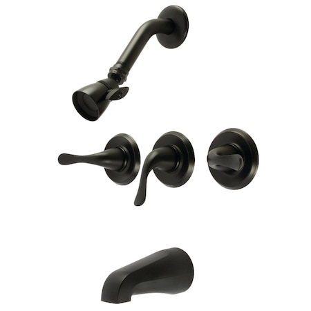 Kingston Brass Triple-Handle Tub and Shower Faucet, Matte Black KB2230YL